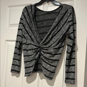 Lulus Striped Black and Gray Women's Top-Open Back